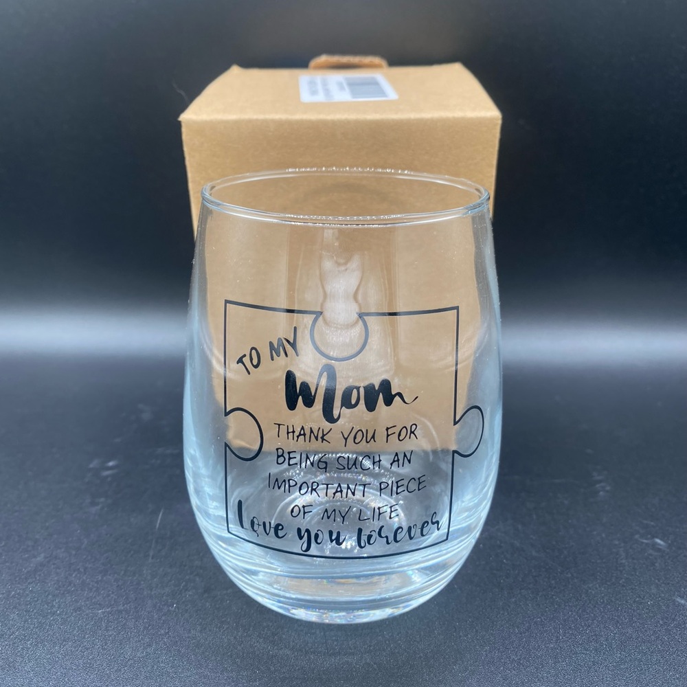 NEW “To My Mom” Puzzle Piece Wine Glass Cup Gift